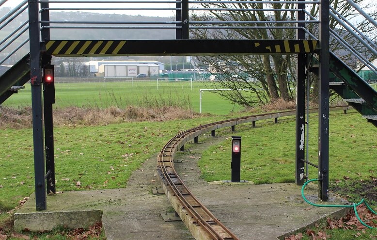 View of bridge showing ground level signal and raised repeater signal